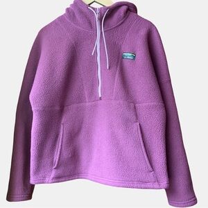 LL Bean Katahdin Fleece Jacket Womens Medium Petite 1/2 Zip Pullover Pink